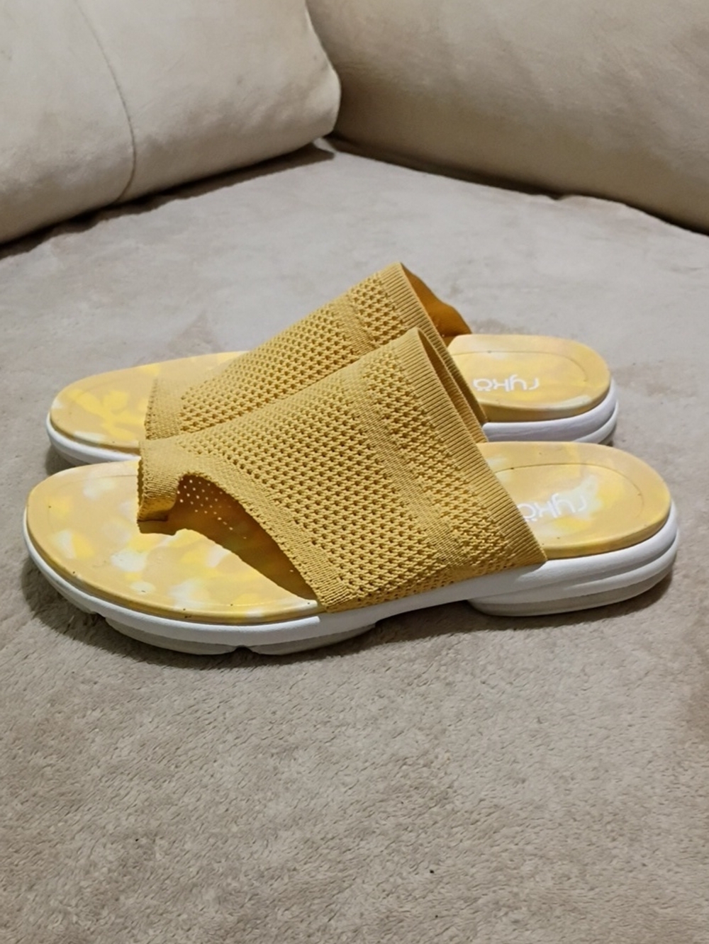 Yellow Knit Slide Sandals - Picture 3 of 8